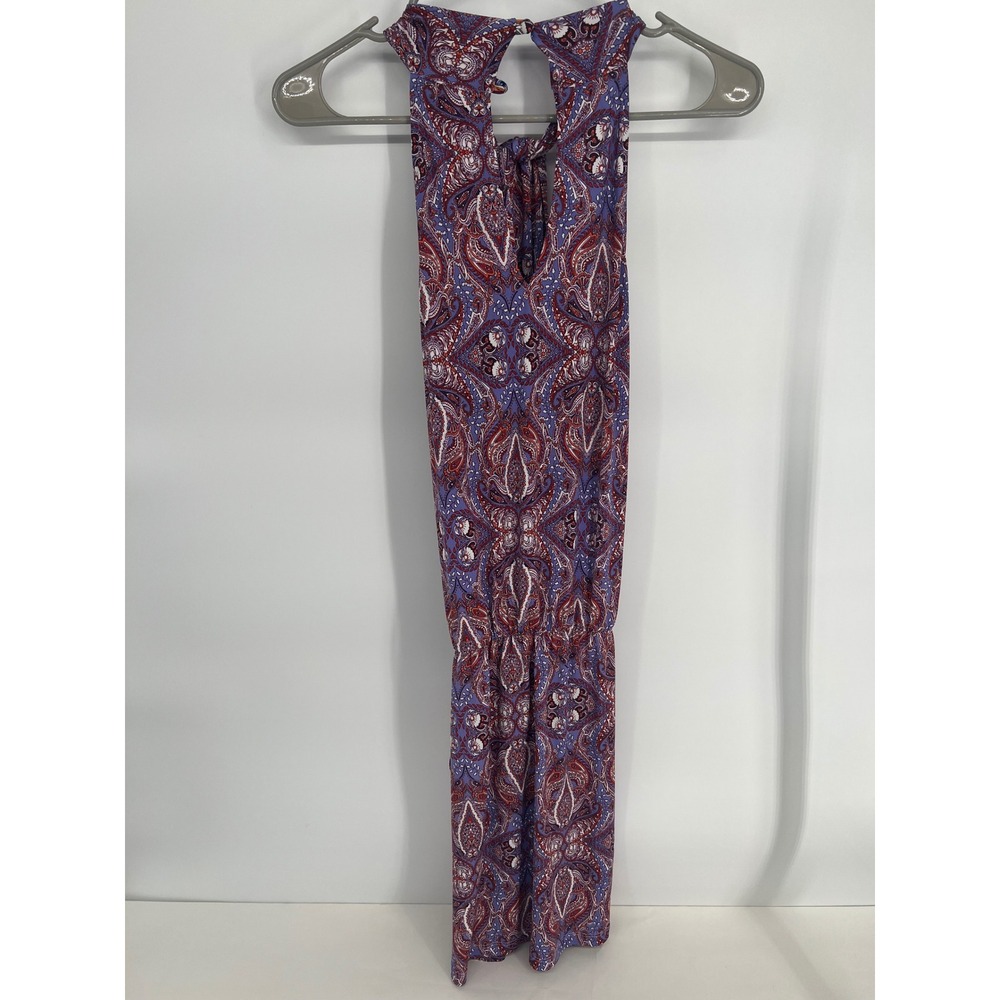 Veronica M Purple Paisley Halter Neck Jumpsuit XS Wide Leg Boho Made in USA